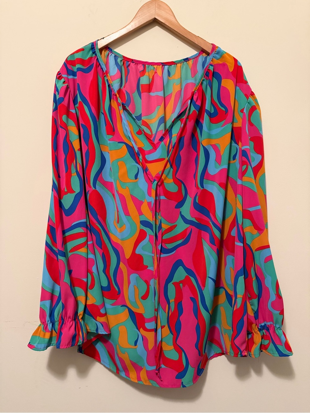 Women's 5X Multicolor Abstract Print Blouse